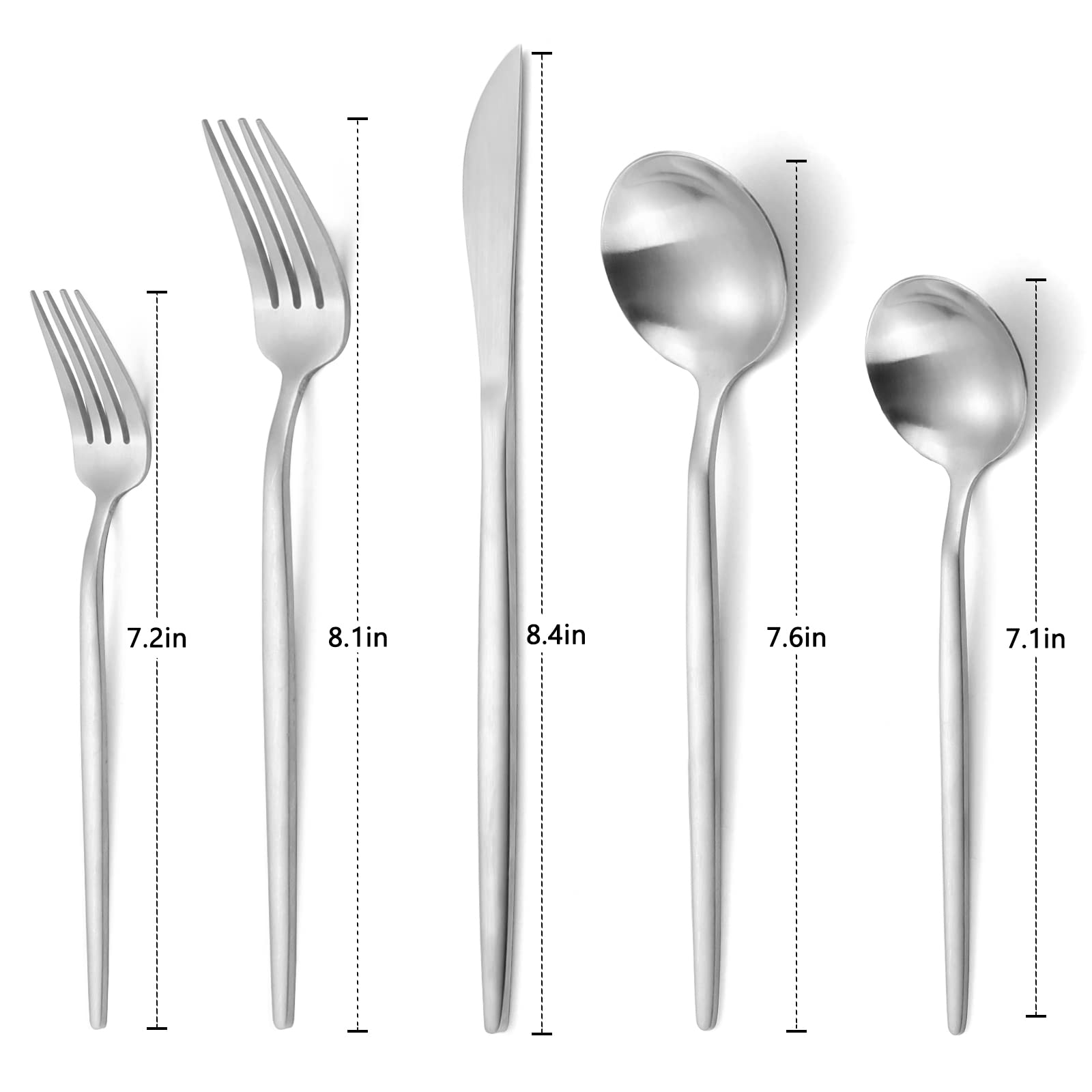 Matte Silverware Set, Vanvro 20-Piece Stainless Steel Flatware Set, Satin Finish Tableware Cutlery Set, Service For 4, Home And